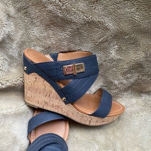 Tommy Hilfiger Navy High Cork Wedge 9W